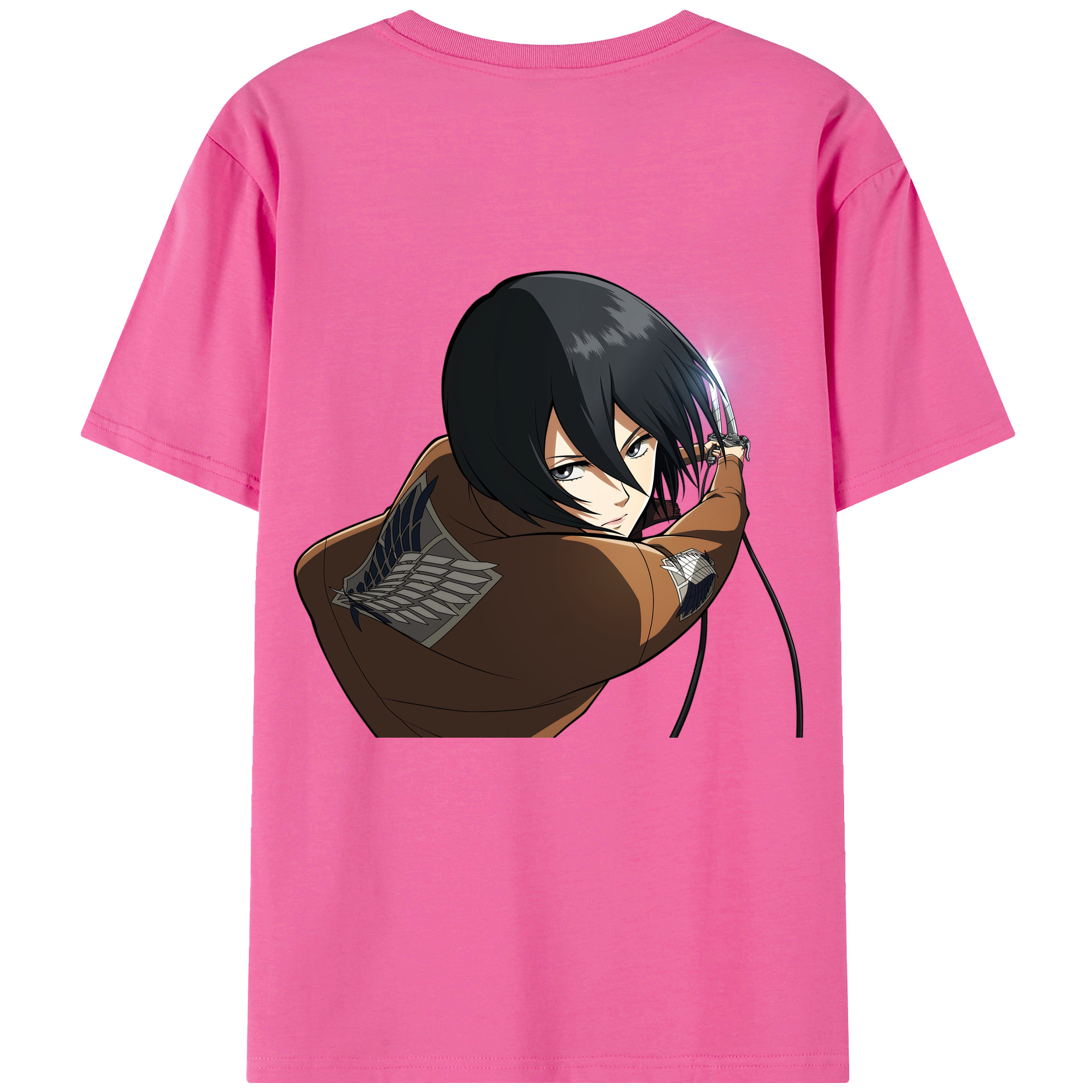 （画像用） 進撃の巨人 ミカサ·アッカーマン Attack on Titan Mikasa Ackerman レディース半袖Tシャツ(バックプリント)